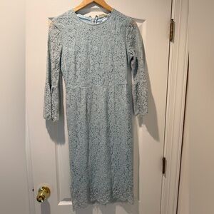 Rachel Parcell Pale Blue Lace Midi Dress with Three-Quarter Sleeves